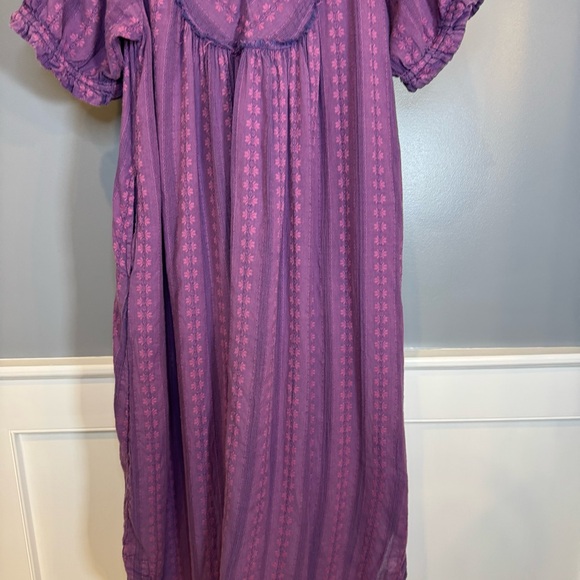 Free People Rodeo Midi Dress Purple Floral Button Front Size M - Picture 10 of 11